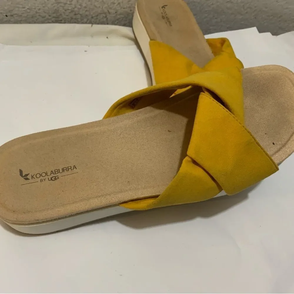 UGG Koolaburra Sandals Womens 10 M Golden Rod Carenza Twist Detail Slide Shoes